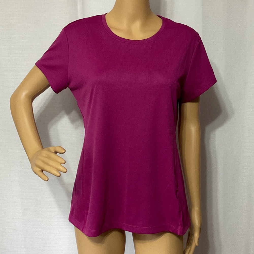 Asics Women's Short Sleeve Tee Dark Pink 100% Polyester Size L